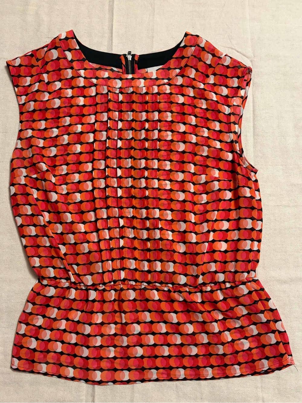 Halogen Pink/ Orange Multi-Color Dot Sleeveless Peplum Camisole -SP